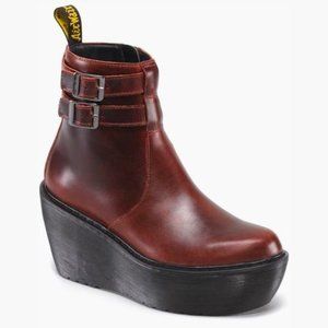 Dr. Martens Red Leather Caitlin Platform booties